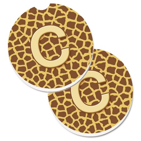 Carolines Treasures Monogram Initial C Giraffe  Cup Holder Car Coaster, PK2 CJ1025-CCARC